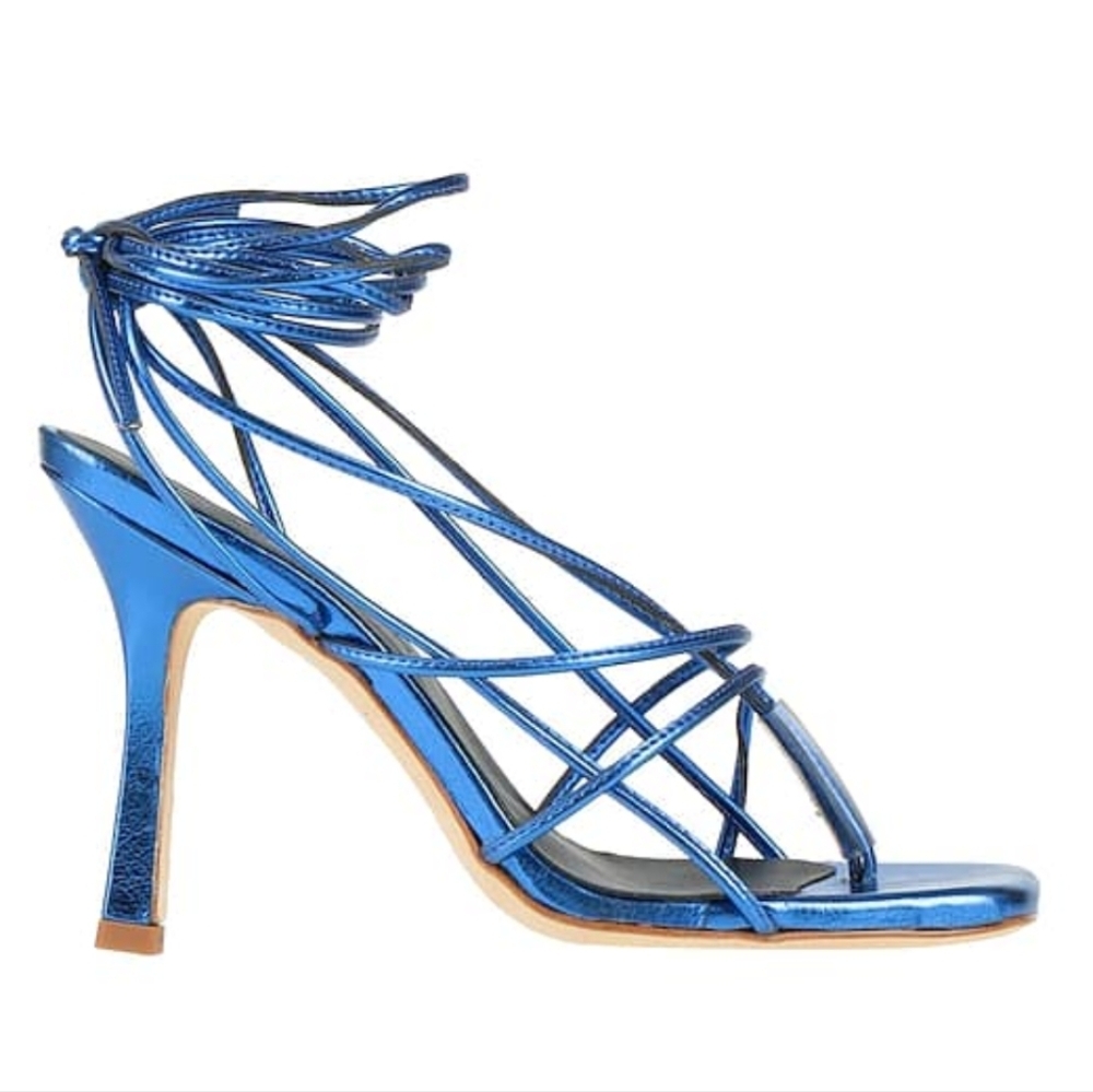 Luca Valentini Italy Srappy Blue Heeled Sandals